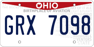OH license plate GRX7098