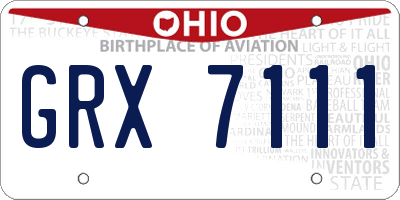 OH license plate GRX7111