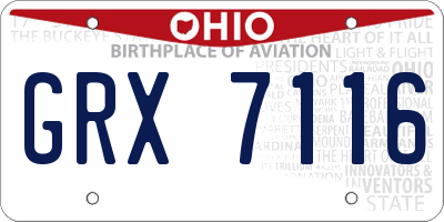 OH license plate GRX7116