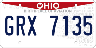 OH license plate GRX7135