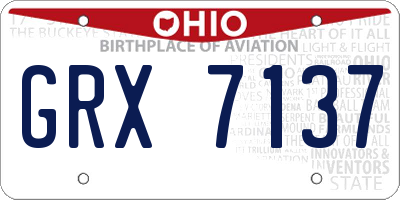 OH license plate GRX7137