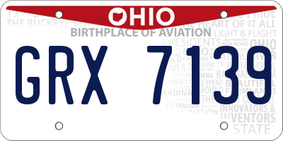OH license plate GRX7139