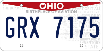 OH license plate GRX7175