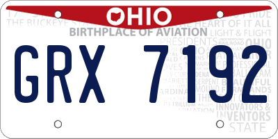 OH license plate GRX7192