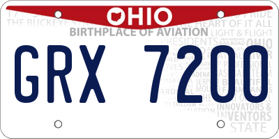 OH license plate GRX7200