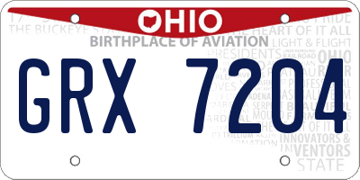 OH license plate GRX7204