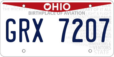 OH license plate GRX7207