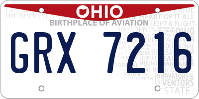 OH license plate GRX7216