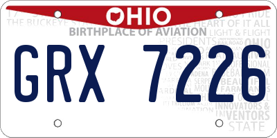 OH license plate GRX7226