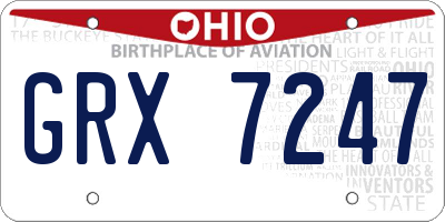 OH license plate GRX7247
