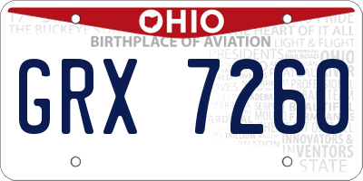 OH license plate GRX7260