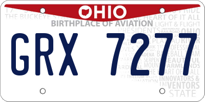 OH license plate GRX7277