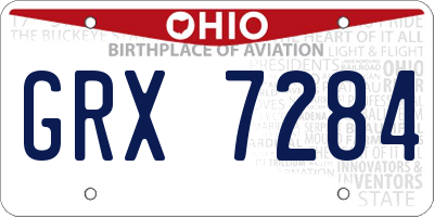 OH license plate GRX7284