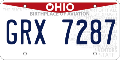 OH license plate GRX7287