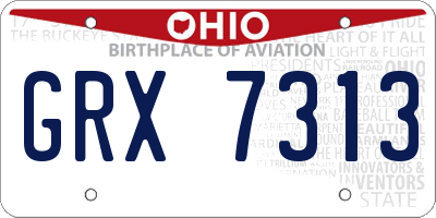 OH license plate GRX7313