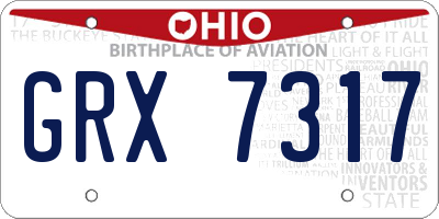 OH license plate GRX7317