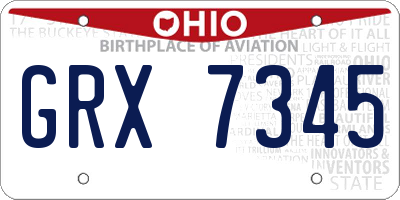 OH license plate GRX7345