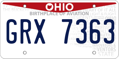 OH license plate GRX7363
