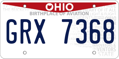 OH license plate GRX7368
