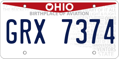 OH license plate GRX7374