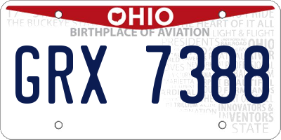 OH license plate GRX7388