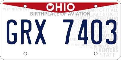 OH license plate GRX7403