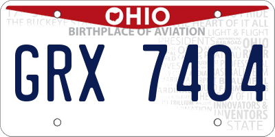 OH license plate GRX7404