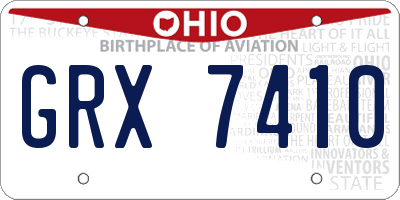OH license plate GRX7410