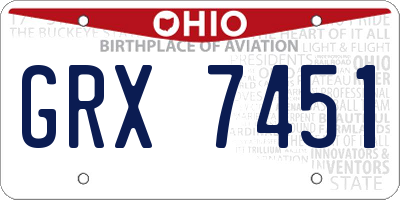 OH license plate GRX7451