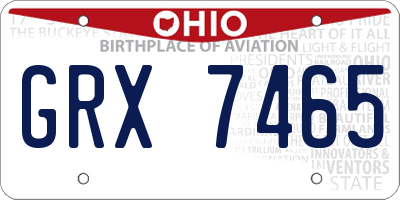 OH license plate GRX7465