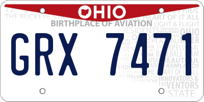 OH license plate GRX7471