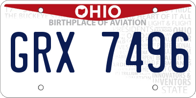 OH license plate GRX7496