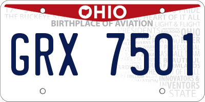 OH license plate GRX7501