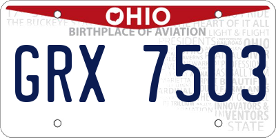 OH license plate GRX7503