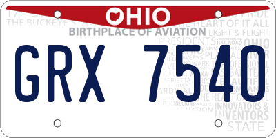 OH license plate GRX7540