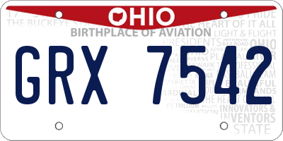 OH license plate GRX7542