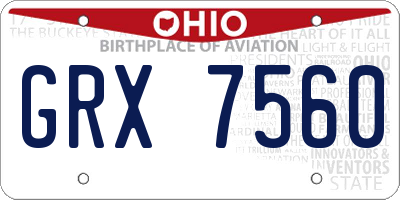 OH license plate GRX7560
