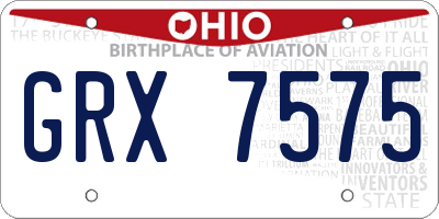 OH license plate GRX7575