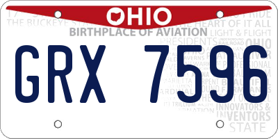 OH license plate GRX7596