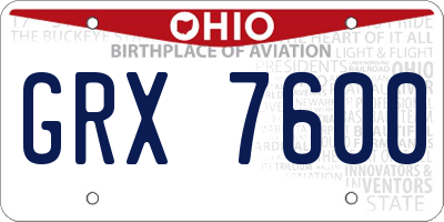 OH license plate GRX7600