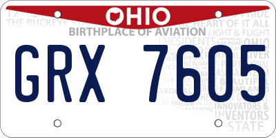 OH license plate GRX7605