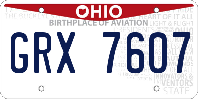OH license plate GRX7607