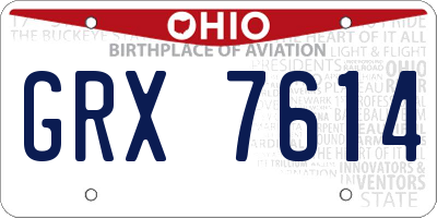 OH license plate GRX7614