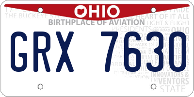 OH license plate GRX7630