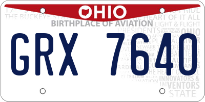 OH license plate GRX7640