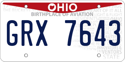 OH license plate GRX7643