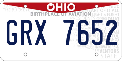 OH license plate GRX7652
