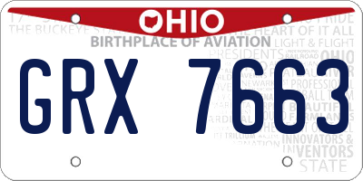 OH license plate GRX7663