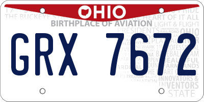 OH license plate GRX7672