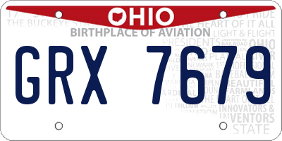 OH license plate GRX7679